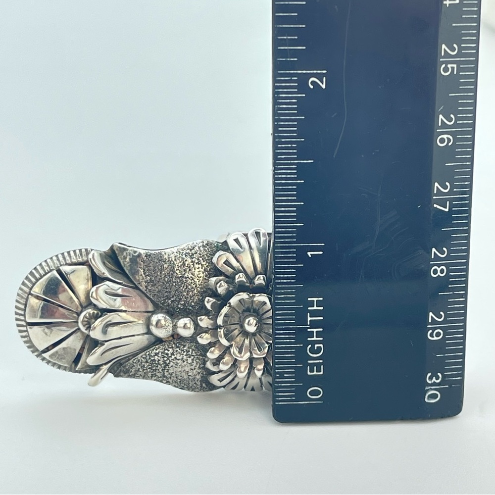 Vintage Eddy Chaco Squash Blossom Silver 3D Knuckle Ring | Handcrafted Sterling - Picture 11 of 15